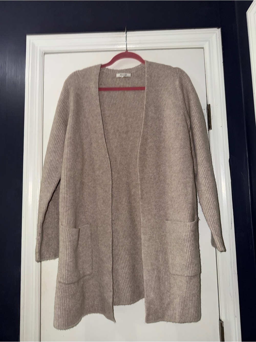 Madewell Beige Ribbed Open Cardigan